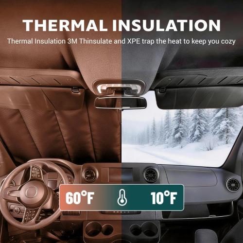 Extra-Thick Rear Door Window Covers(Pair) for Ford Econoline Van, Magnetic Insulated Blackout Window Sunshade, Foldable Design, AllSeasonGuard Pro