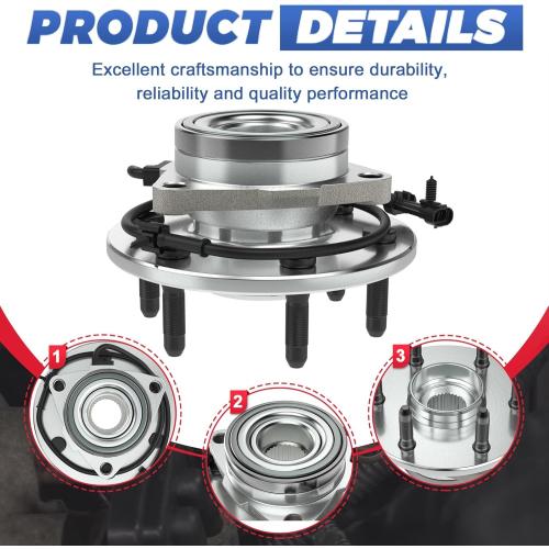 515036 Front Wheel Hub Bearing Assembly w/ABS Compatible for 1999-2007 Chevrolet Silverado 1500 4WD & GMC Sierra 1500 4WD Compatible with 00-06 GMC Yukon XL 1500 AWD 2 PCS