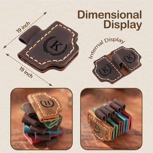 Artlaza Personalized Magnetic Leather Bookmark with Pen Holder - 26 Letters Custom Book Mark with Name Initial Engraved Book Marker for Readers, Book Lovers, Travelers - Gift for Women & Men(Red，L