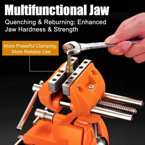 MAXMAN Clamp Bench Vise with Post Universal, Woodworking Vise, 360° Heavy Duty Cast Steel, Table Clamp Vise with Swivel Base for Workbench DIY Projects, Handcraft Creations