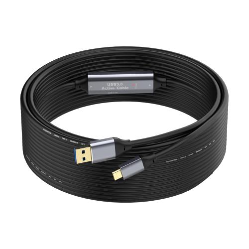 33FT USB to USB C Cable, 5Gbps USB 3.0 Extended Cable USB A to Type C Cord, with 2 Signal Booster Chips&USB Power Cord for MacBook, laptops, Cameras, Printers, scanners, VR Devices etc
