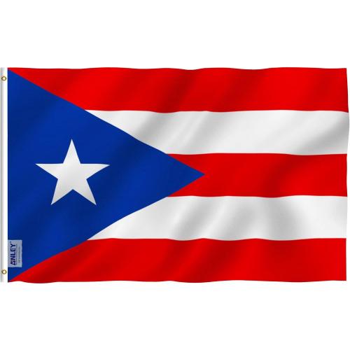ANLEY Fly Breeze 3x5 Foot Puerto Rico Flag - Vivid Color and Fade proof - Canvas Header and Double Stitched - Puerto Rican National Flags Polyester with Brass Grommets 3 X 5 Ft