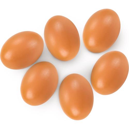 YunKo 6PCS Wooden Easter Eggs Fake Egg Chicken Coop Accessories Easter Eggs for Craft Nest Egg Brown for Laying Chickens