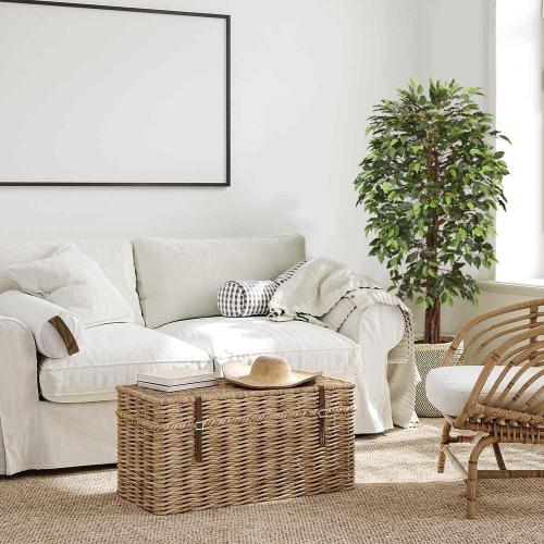 Artificial Ficus Tree for Home Decor, 6 Feet Faux Plant Fake Silk Trees with Pot for Indoor Outdoor House Living Room Office Garden (6 ft Tall)