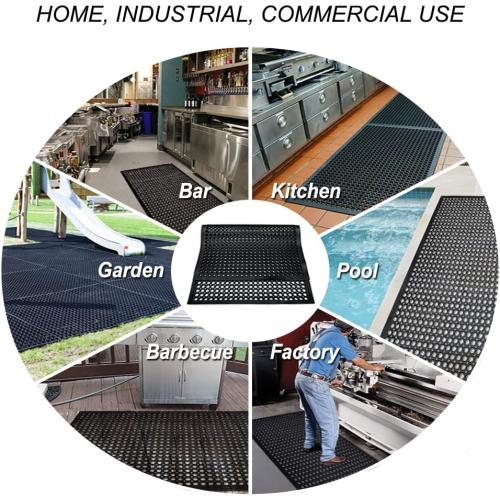 Anti-Fatigue Rubber Floor Mat - NANBOWANG Commercial Grade Grease Resistant Non-Slip Recycle Tyre Floor Mats for Restaurant Kitchen Bar Garden Outdoor Wet Area (20X30)