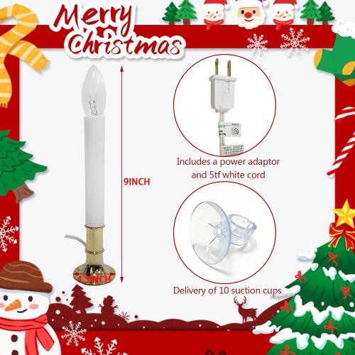 10 Pack Electric Window Candle Lights with Gold Base - Dusk to Dawn Sensor, Auto On/Off for Holiday Party Home Decor (Warm White)