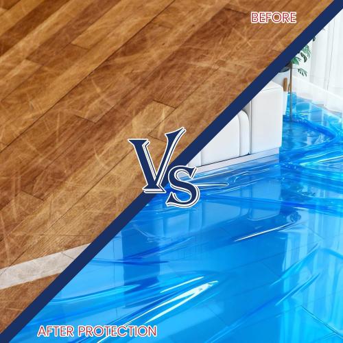 ADHES Floor Protection Film 24” x 200’ – Heavy Duty Self-Adhesive Floor Protector, Waterproof, Anti-Slip, Plastic Film for Hardwood, Tile, Vinyl, and Marble Floors