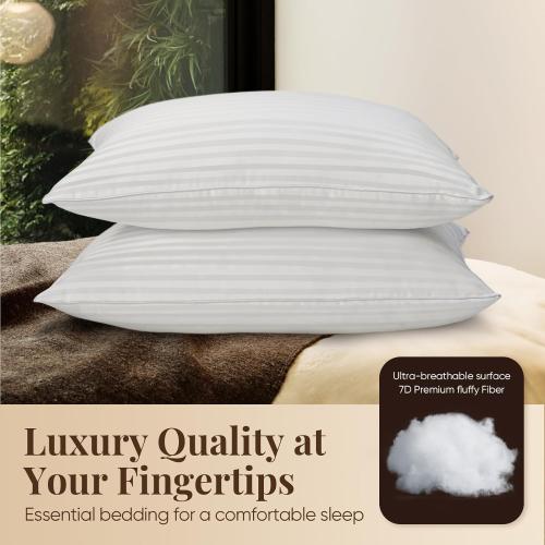 Hotel Collection Bed Pillows for Sleeping, Bed Pillows Queen Size Set Of 2,Gusseted Pillow for Back, Stomach or Side Sleepers