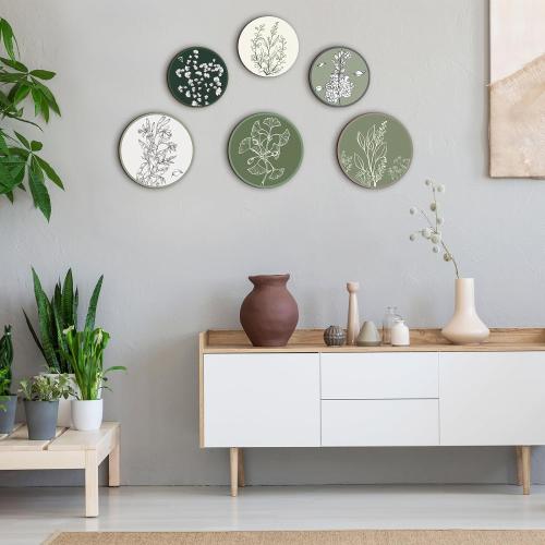 Barydat 6 Pcs Boho Wooden Plant Wall Art Decor,Greenery,8 Inch, 10 Inch | Farmhouse Rustic Bohemian Wall Hanging Vintage Home Decor for Bedroom Living Room Entryway Apartment Farmhouse Interior