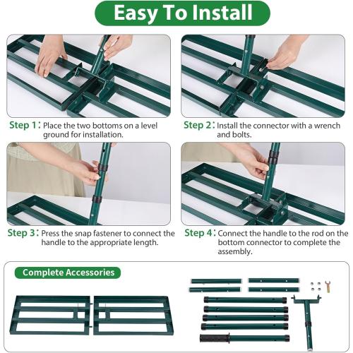 Lawn Leveling Rake,Stainless Steel Lawn Leveler with 30”x10” Ground Plate, 78” Adjustable Long Handle, Level Yard Tool for Grass, Golf Field, Level Soil or Dirt Ground Surfaces-Green