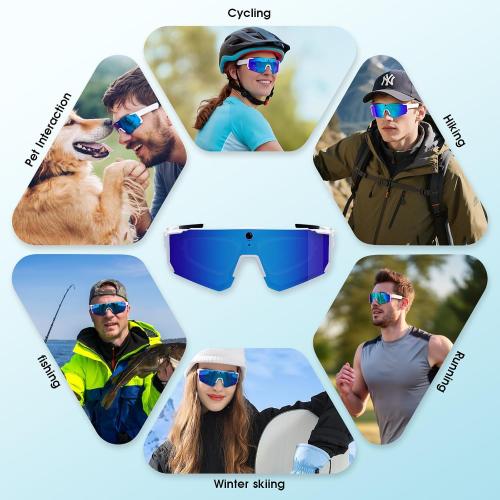 AI Smart Glasses with Camera 4K, Bluetooth Sunglasses for Outdoor Sports