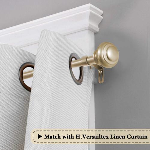 H.VERSAILTEX Window Curtain Rods for Windows 66 to 120 Inches Adjustable Decorative 3/4 Inch Diameter Single Window Curtain Rod Set with Classic Finials, Champagne Gold