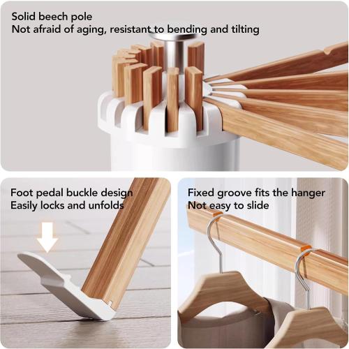 LIENAHU Clothes Drying Rack Tripod,Drying Rack Clothing,Laundry Drying Rack,Floor Standing,16 Wooden Poles,Collapsible Drying Racks for Laundry,Retractable,Foldable,Folding