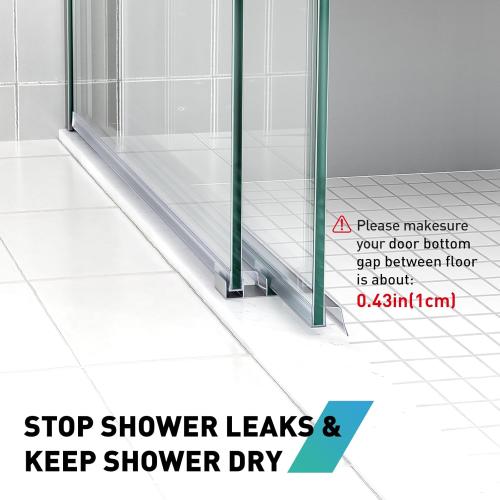 Sliding Shower Door Bottom Seal, 2 PCS 3/8 x 36 Sliding Shower Door Sweep for 3/8Inch Glass, Frameless Glass Door Seal Strip Stop Shower Leaks and Create a Water Barrier