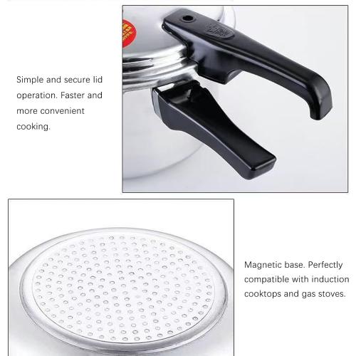 Small Pressure Cooker, Mini Aluminum Alloy Pressure Cooker with Magnetic bottom, Safety and Durable Compact Pressure Canner compatible for induction cookers and gas stoves (4L)