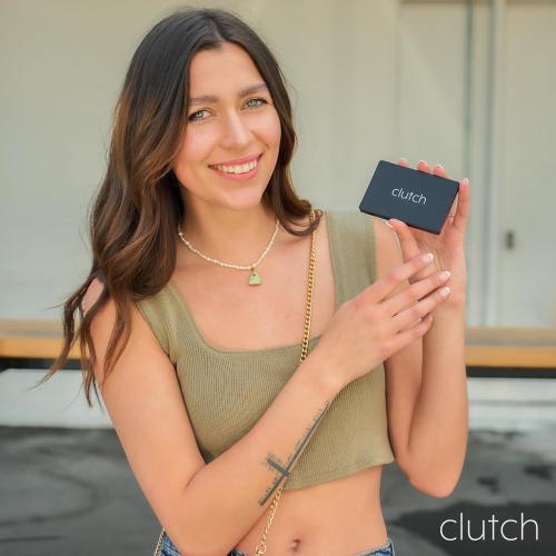 Clutch Pro - Portable Charger - Power Bank - iPhone, Android, Tablet - Magnetic Battery Pack - TSA Approved - Built-in Cable - Thin Profile - 5000 mAh Power - 3.5oz - Pink