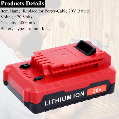 Lasica 2Pack Compatible with Porter Cable 3.0Ah 20V Battery, Replacement for Porter-Cable 20-Volt Battery PCC681L PCCK6118 PCCK647LB PCC685LP PCC682L PCC680L 20Volt MAX Cordless Tool Battery Packs (no test)