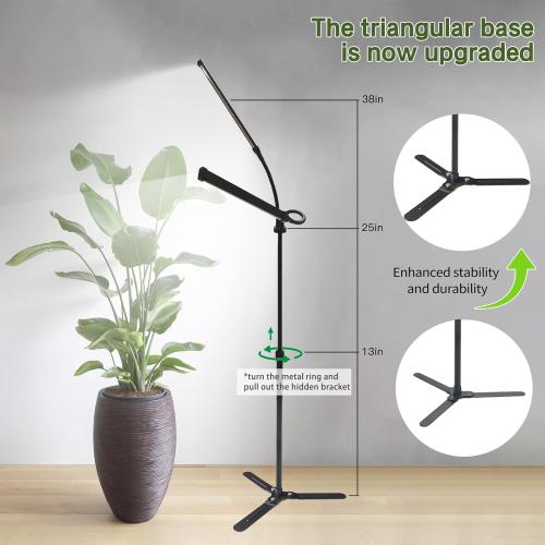2025 Professional Grow Lights for Indoor Plants Growing, 126 LEDs 6000K Full Spectrum Plant Grow Lights Indoor, Height Adjustable (13-38''), 3 Spectrum Modes   10 Dimming with 4/8/12/18H Timer