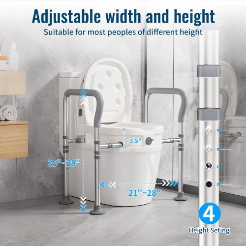 Raised Toilet Seat for Seniors with Handles - 3.5in Elevated Toilet Seat Risers, Elevated Toilet Safety Seat with Adjustable Width & Height, Ideal for Elderly, Pregnant & Handicapped (with Lid)