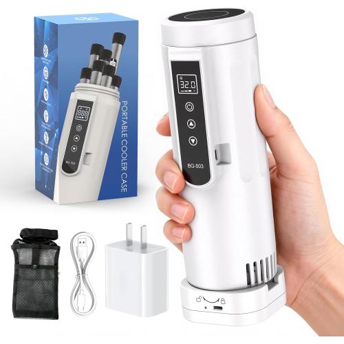 Hopelake Insulin Cooler Travel Case, Portable Insulin Refrigerator(4-7 Pens), Medication Travel Cooler with Temp Display(32℉-68℉), USB Charging/Dedicated Backup Power/Portable Cup Sleeves