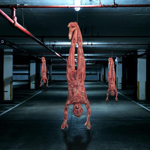 Halloween Bloody Full Body - 4.8ft Latex Skinned Hanging Corpse Torso Props for Haunted House Zombie Halloween Party Decoration(1Piece)