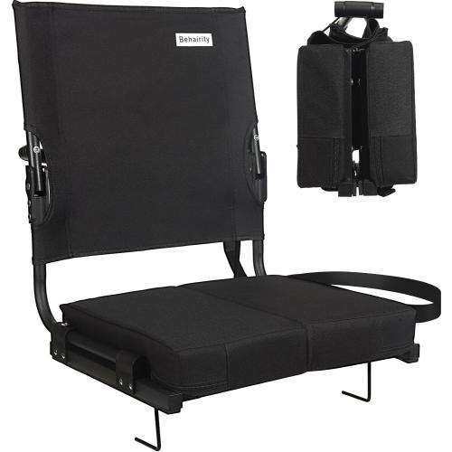 Stadium Seats for Bleachers with Back Support Wide, Portable Bleacher Chairs with Highest Back and Thick Cushion, Folding Padded Stadium Chair for Adults at Sports Events and Concerts. (Black)