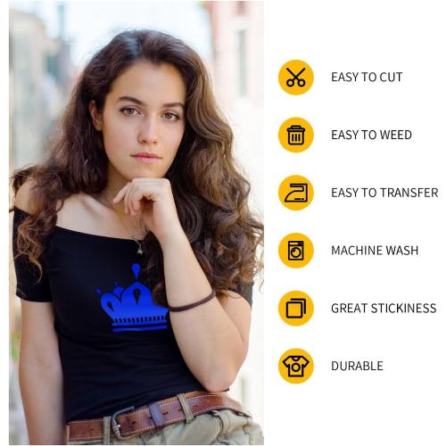 VinylRus Heat Transfer Vinyl-12 x 50ft Royal Blue Iron on Vinyl Roll for Shirts, HTV Vinyl for Silhouette Cameo, Easy to Cut & Weed