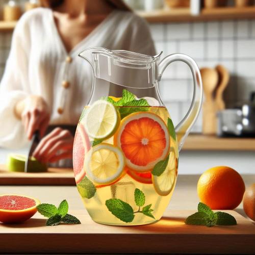 Amazing Abby - Bubbly Grand - 2-Pack Acrylic Pitcher (96 oz), Clear Plastic Water Pitcher with Lid, Fridge Jug, BPA-Free, Shatter-Proof, Great for Iced Tea, Sangria, Lemonade, Juice, Milk, and More