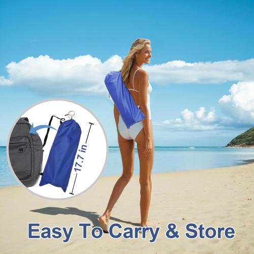 6ft Beach Umbrella - Heavy Duty Wind Resistant UV 50  Portable Sun Shade with Sand Anchor & Carry Bag, Outdoor Folding Umbrella for Beach, Pool, Patio, Garden (Dark Blue)