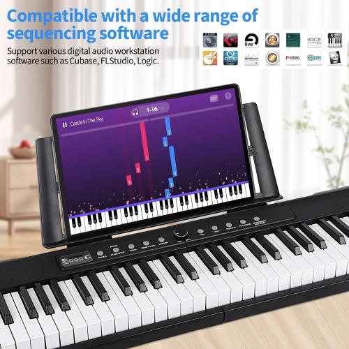 88 Key Digital Piano, Semi Weighted Electronic Keyboard Piano with Music Stand, Power Supply, Bluetooth, MIDI, for Beginner Professional at Home, Stage