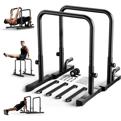 2026 Upgraded Dip Bars 880LBS Heavy Duty Dip Bar Station Height & Width Adjustable Parallel Bars for Full Body Strength Training Dip Stands Calisthenics Equipment for Home Push Up Bar
