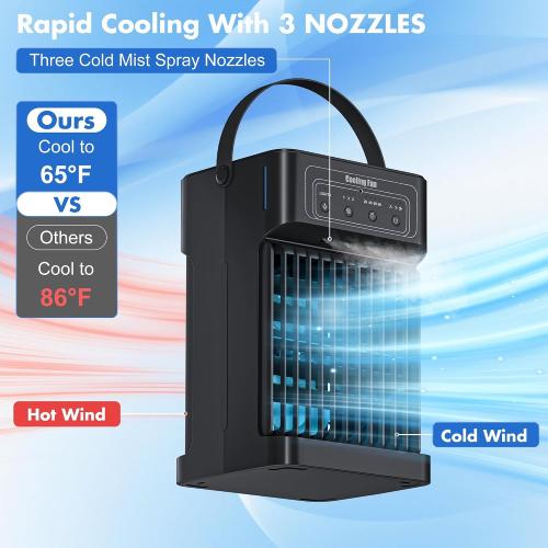 Portable Air Conditioners, 2026 Upgraded 4-IN-1 Quiet Portable AC Unit with Remote, 1100ML Tank Evaporative Air Cooler, 7 Color Light Personal Mini Air Conditioner