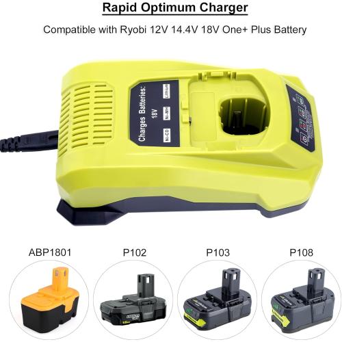 Biswaye P117 Compatible with Ryobi 18V Charger, Compatible with Ryobi 12V-18V One  Lithium NiCad NiMh Battery P102 P108 P189 P197 P103 P105 P107 P190 P191 PBP002 PBP005