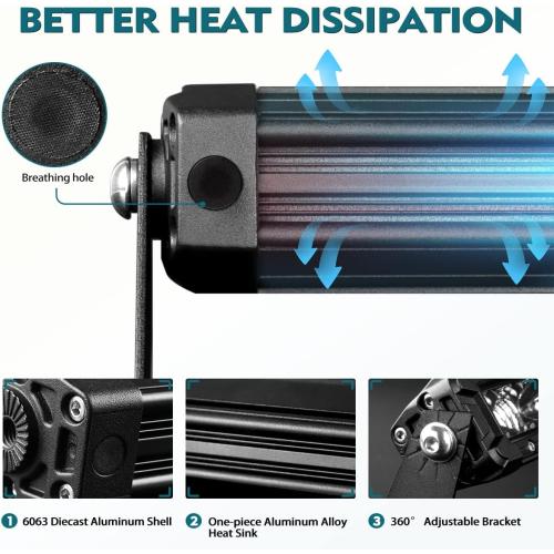 42 Inch LED Light Bar Single Row Flood & SpotBeam Combo 40000LM Off Road LED Light Bar Driving Light for Pickup SUV ATV UTV Truck Roof Bumper