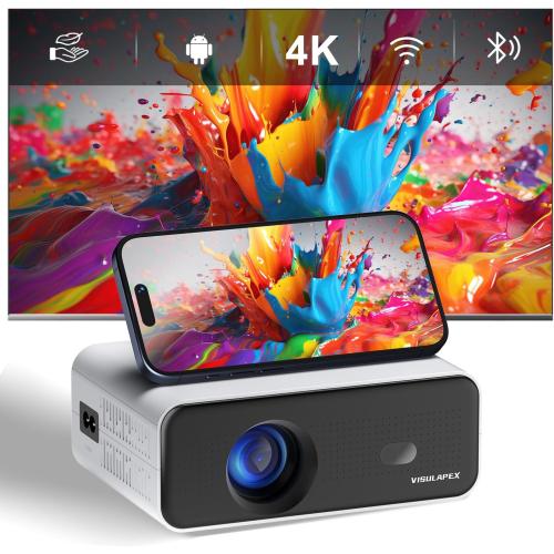 2024 Upgraded Smart Mini Projector with WiFi and Bluetooth – 4K HD Support, Auto Keystone, Electric Focus, Android 11 TV, Phone Control – Portable Home Theater for Indoor & Outdoor Movies