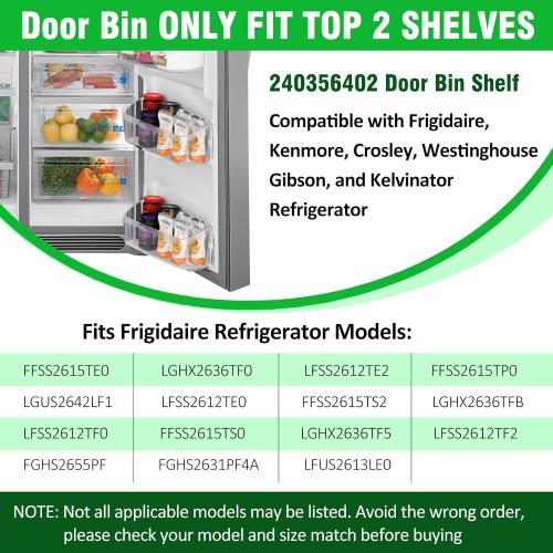 2 Pack UPGRADE 240356402 Refrigerator Door Bin Replacement Part, Compatible Frigidaire Refrigerator Door Shelf LFSS2612TF0 FGUS2642LF2 LGUS2642LF1 LFSS2612TE0 AP2549958 FGHS2631PF4A Door Shelves