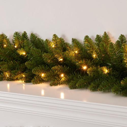 Christmas Garland Prelit 9 Ft with 70 Led Lights, Battery Operated Christmas Decor for Mantle/Stair/Indoor/Outdoor Xmas Garland Green