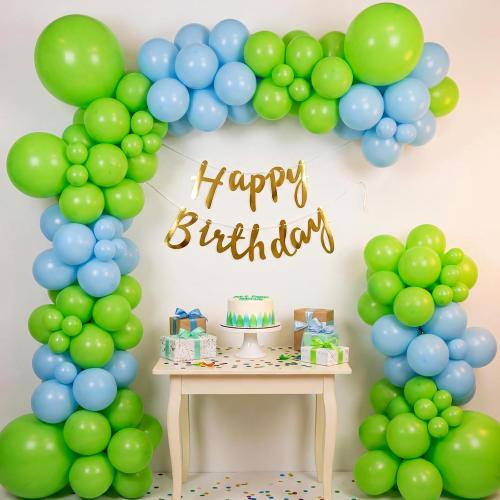 RUBFAC  Lime Green Balloons Different Sizes 18 12 10 5 Inch Light Fruit Neon Green Latex Balloon Garland Arch Kit for Birthday Party Dinosaur Jungle Baby Shower Decoration