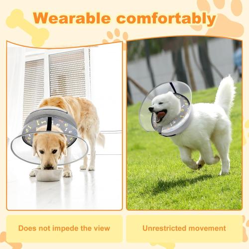 Dog Cone Collar with Enhanced Anti-Licking, Inflatable Dog Cone After Surgery, Adjustable Size with Soft Padding for Small Medium Large Dogs - M