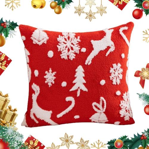 Christmas Winter Holiday Pillowcase Soft Decorative Cushion Cover Festival Pillow Case Jacquard Cushion Case for Sofa Decoration