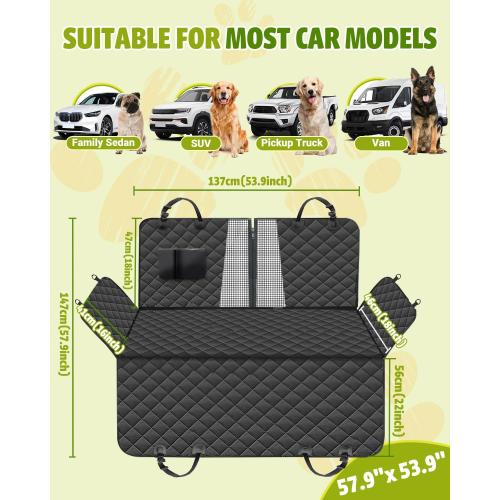 Dog Car Seat Cover, 600D Heavy Dute Durable Car Seat Cover for Dogs Pets, 100% Waterproof Scratch Proof Nonslip Dog Hammock for Cars, Seat Covers Protector with SeatBelt for Pet Sedan SUV Trucks
