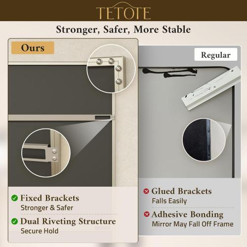 TETOTE Bathroom Mirror for Over Sink Brushed Nickel Beveled Frame 42 x 36 Rectangle Bathroom Vanity Wall Mirror, Tempered Glass, Stronger Frame, Modern Farmhouse Bedroom, Entryway, Living Room