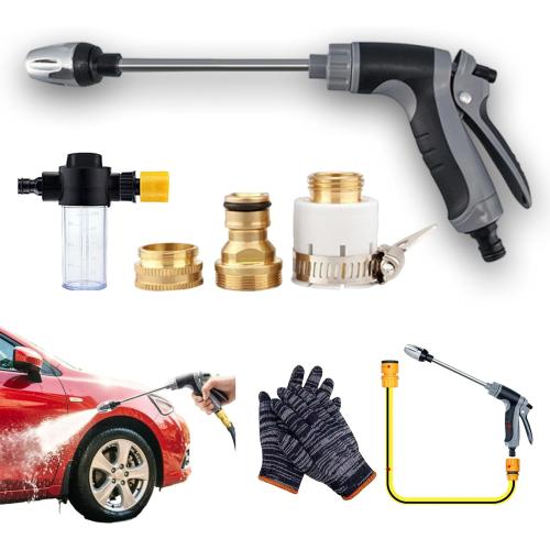 Waterblitz Pressure Washer, Qinux Waterblitz, Water Blitz High Pressure Water Gun, 360° Rotating Garden Hose Nozzle for 1/2 Pipe, for Car/Floor/Patio (B-with Foam Bottle)