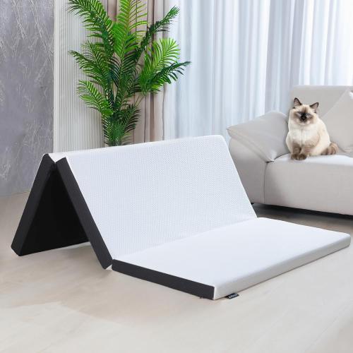 Folding Mattress Queen Size, 3 inch Tri-fold Memory Foam Mattress Topper with Washable Cover,Foldable Mattress Topper for Camping,Road Trip,Guest