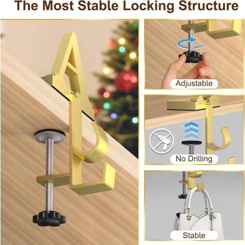 Monogrammed Christmas Stocking Holder with Initials,2 in 1 Fireplace Stocking and Garland Hanger for Mantle,2 Hooks Letter Gold Stocking Holder for Xmas Fireplace (Letter-C)