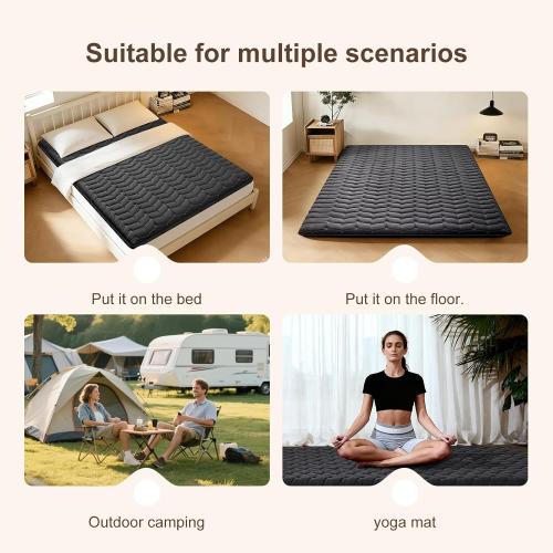 Premium Foam 3.2 Thick Japanese Futon Floor Mattress - 80x60 100% High-Density Foam,Comfortable Sleeping Pad,Tatami Mat for Dorm,Bedroom or Guest Room，Boys Girls Dormitory Pads(Black)