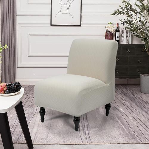 Armless Accent Slipper Chair Cover Slipcover,Stretch Spandex Removable Jacquard Non-Slip Silp Cover for Accent Chair Without arms Furniture Protector for Living Dining Room