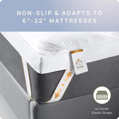 Extra Thick Fitted Mattress Topper - Queen Size | Soft & Cooling Pillow Top Mattress Pad & Protector | Bed Topper for Back Pain, Straps Stretch 6 to 22 Deep