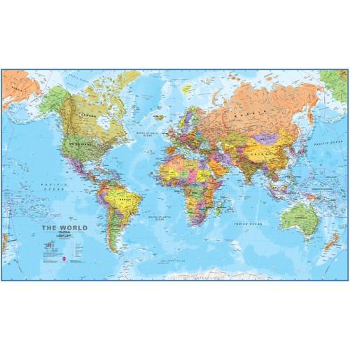 Size 46 x 80  Maps International Giant World Map - Mega-Map Of The World - 46 x 80 - Fully Laminated - 2025 Updated