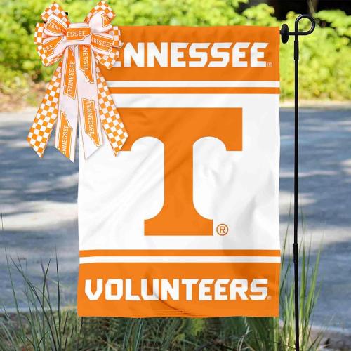 Large Tennessee Bow for Wreath Front Door, Orange White Checkerboard Tennessee Vols Wreath Bow for UT Football Fans Outdoor Wall Tree Topper Decor Sports Party Supplies Hanging Ornament